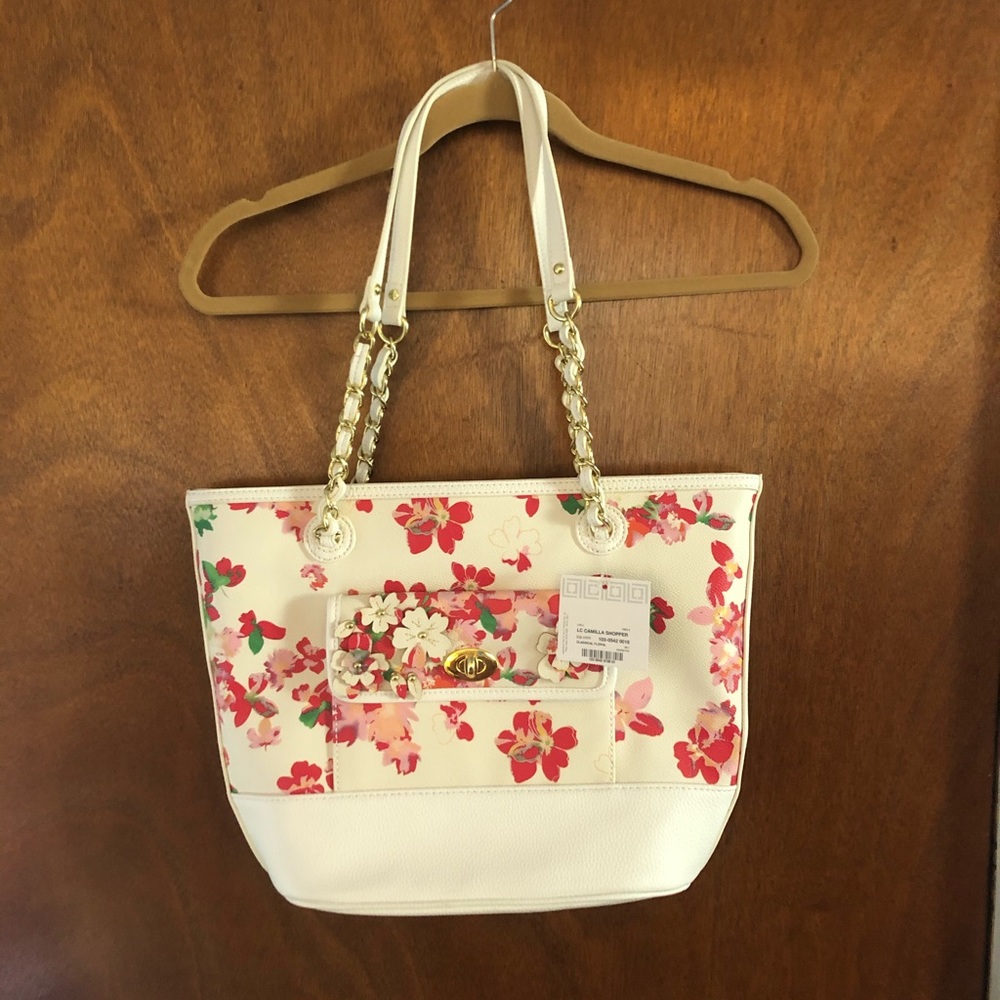 Liz Claiborne purse AND wallet white flower NWT